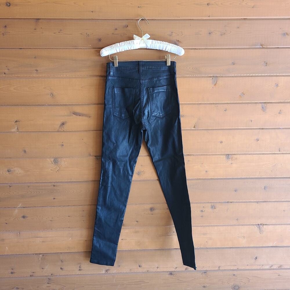 LF Skinny Jean Coated Wax Black Stretch Side Stripe Logo 27 Grunge Punk Denim - Picture 4 of 6